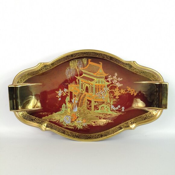 VINTAGE CARLTON WARE ROUGE ROYALE Japanese Mikado SERVING DISH 1930s ART DECO - Picture 2 of 16